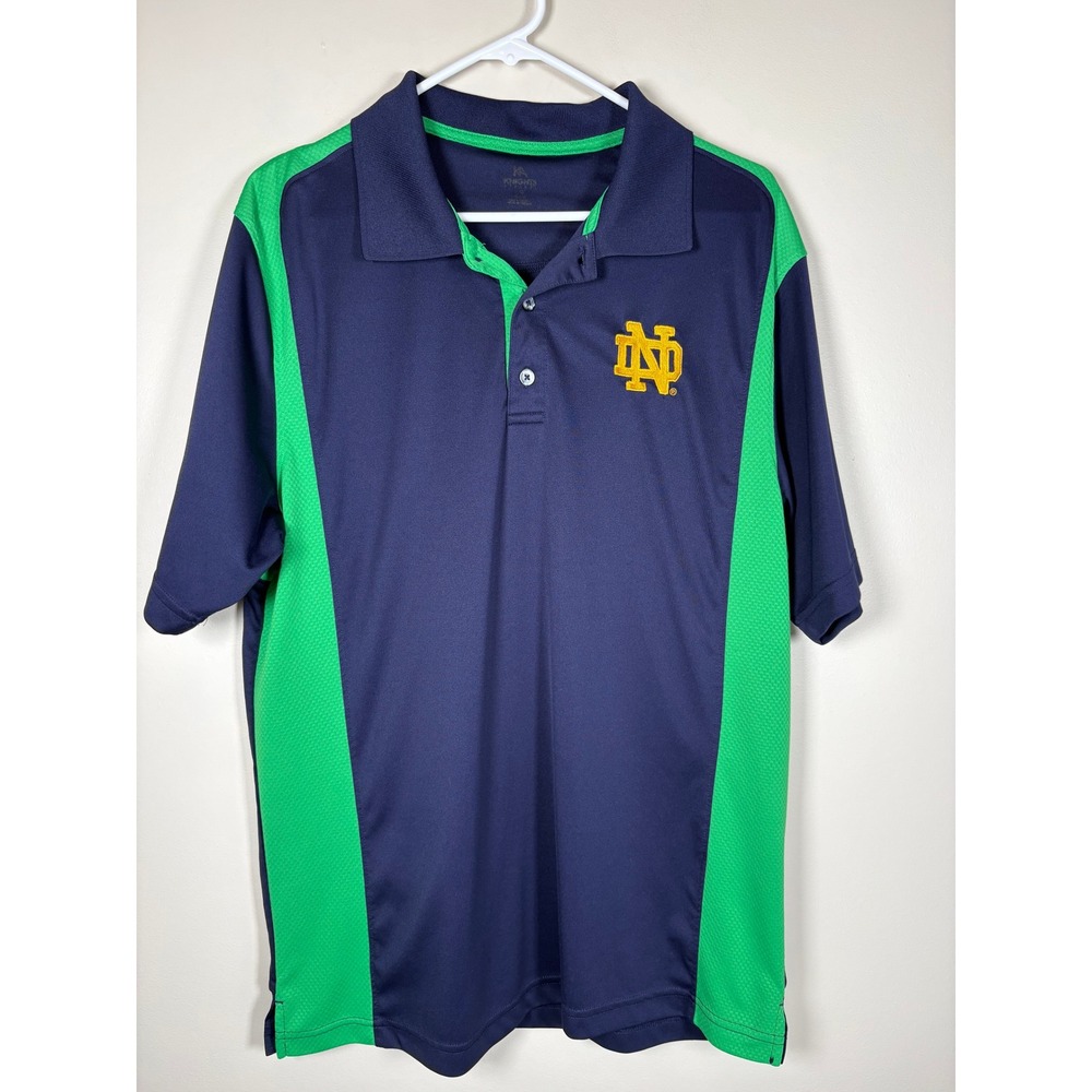 Knights Apparel Notre Dame Fighting Irish Polo Shirt Navy Green Mens L NCAA Golf